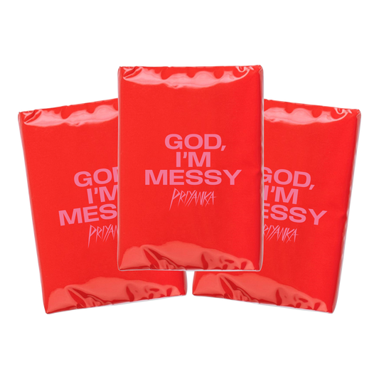"god, i'm messy" tissues
